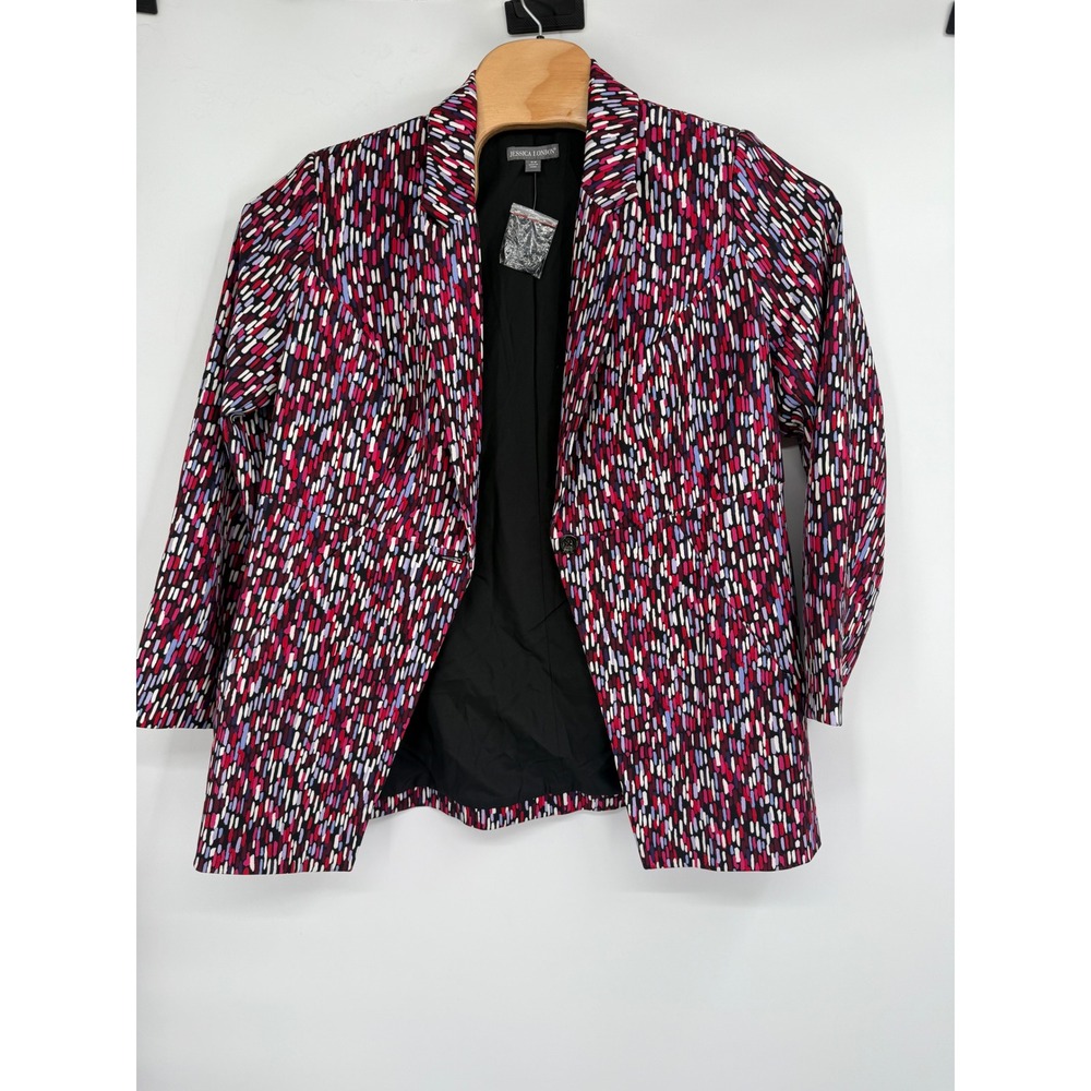 Jessica London Womens Blazer Sz 16W Multicolor‎ 1 Button Lined Shoulder Pads NWT
